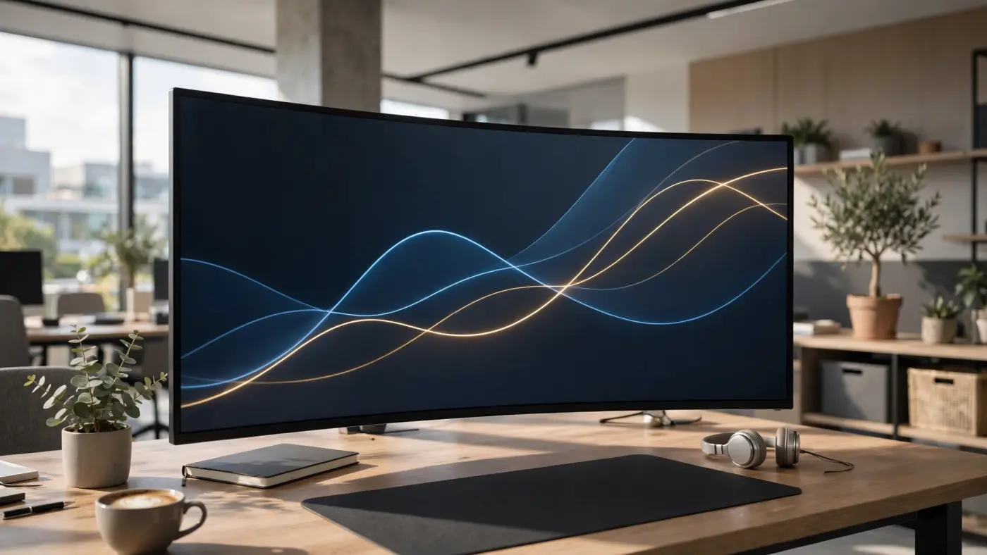 Gráficos abstractos de mercados financieros europeos en un monitor grande con curvas de índices